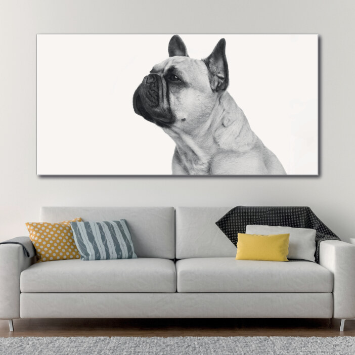 Tableau Profil de bouledogue français noir et blanc Tableau Animaux Tableau Chien