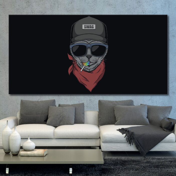 Tableau Swag chat horizontal Tableau Animaux Tableau Chat