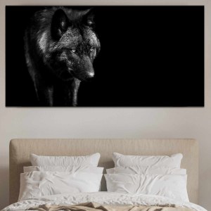 Tableau loup sur fond noir