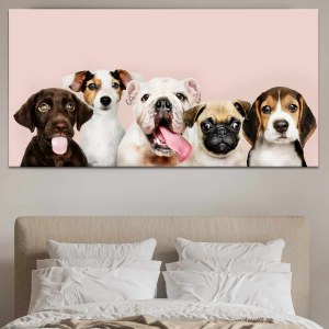 Tableau Cinq beaux petits chiens