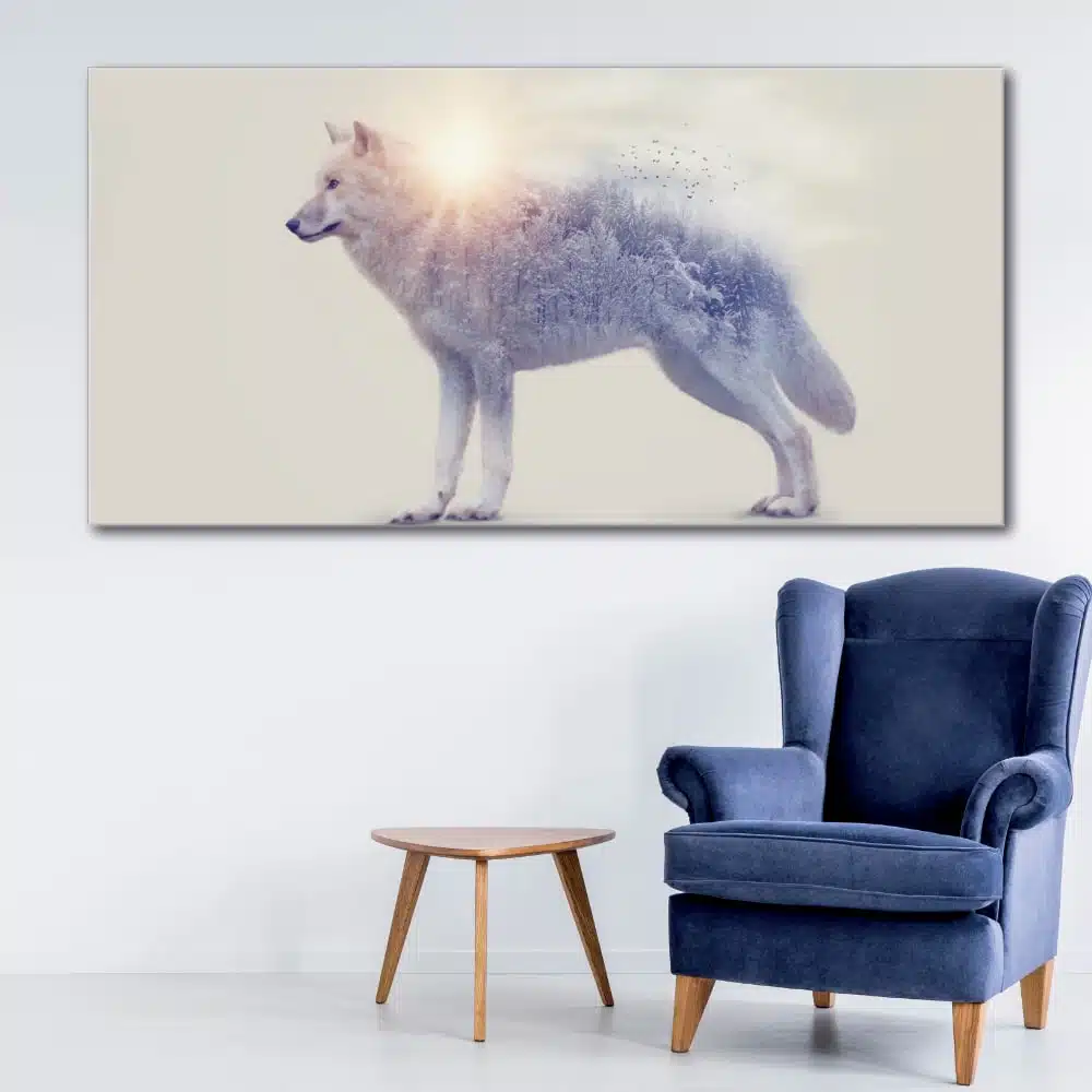 Tableau Loup blanc et la nature Tableau Animaux Tableau Loup taille: XXS|XS|S|M|L|XL|XXL