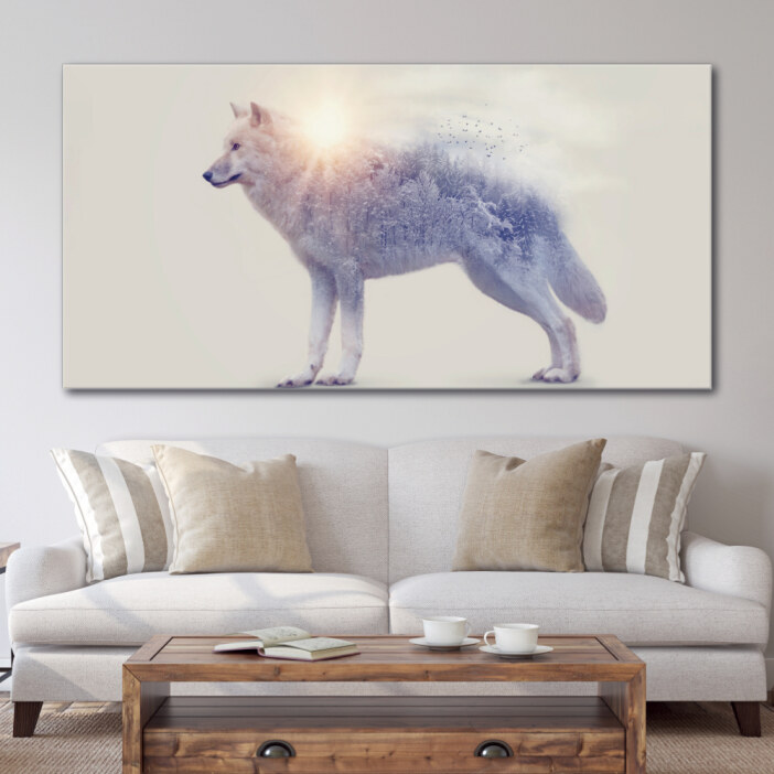 Tableau Loup blanc et la nature Tableau Animaux Tableau Loup