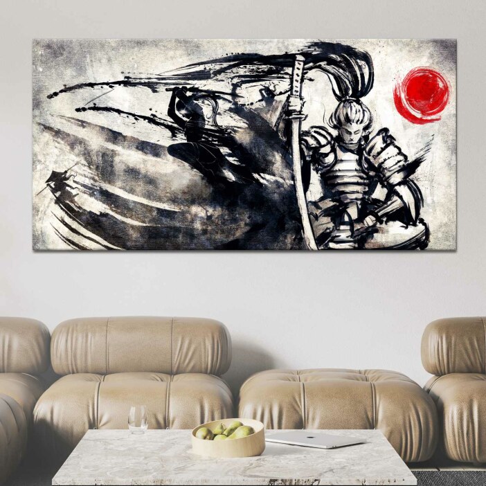 Tableau Samouraï en position de méditation