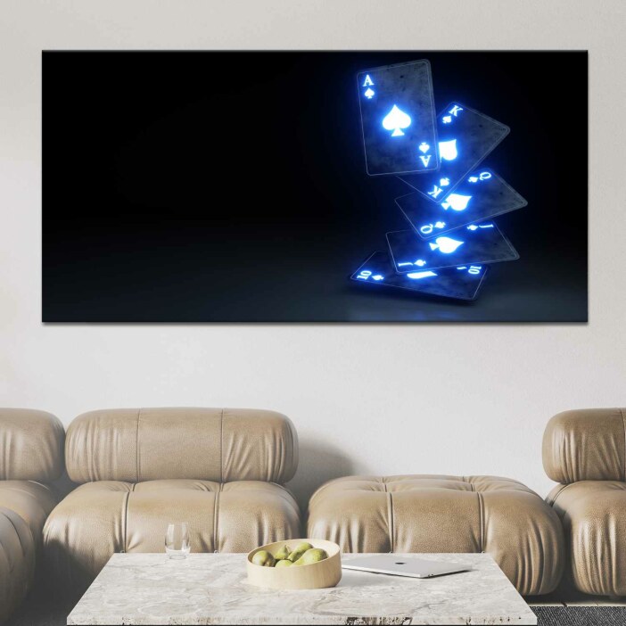 Tableau Cartes de Poker Noires et Bleues