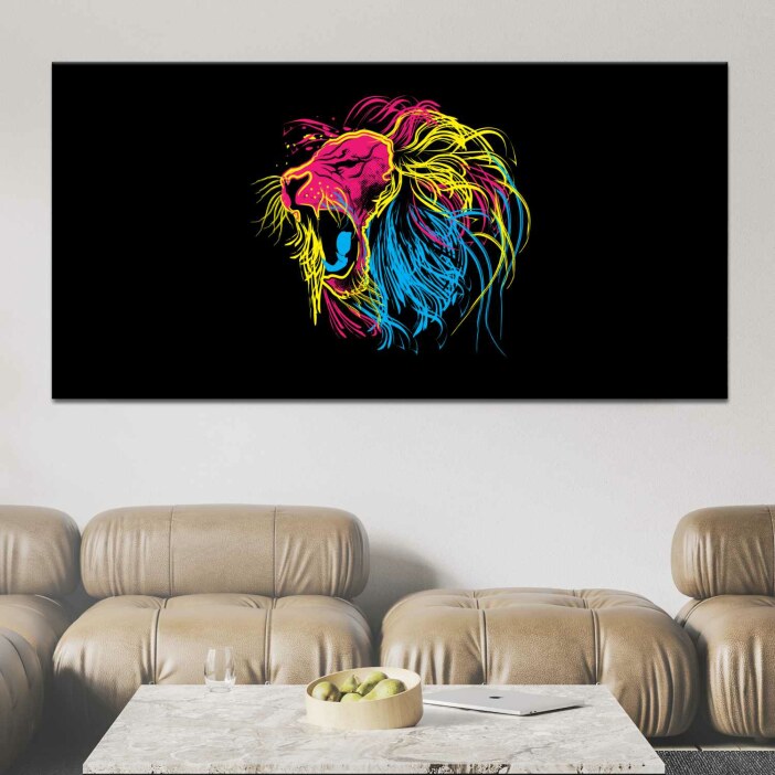 Tableau Dessin Abstrait Lion Rugissant