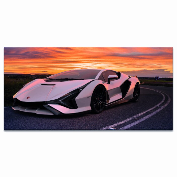 Tableau Lamborghini Sian au coucher du soleil