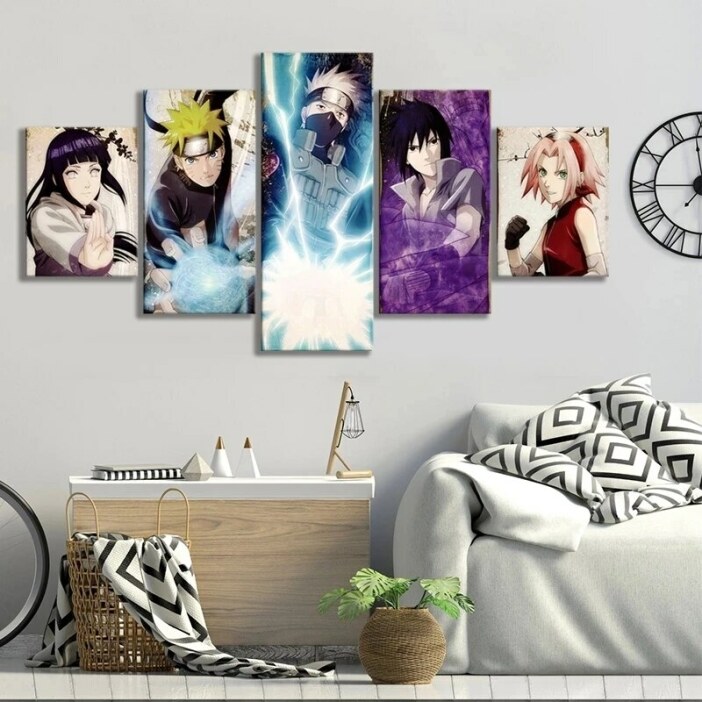 Bandai – Naruto 5 panneaux, impression sur toile de personnage animé Sakura Kakashi Hinata Uchiha Sasuke, affiche de personnage, décor mural pour la maison Uncategorized b69a2031f5475bad48ac93: 20x35 20x45 20x55cm|30x50 30x70 30x80cm|40x60 40x80 40x100cm