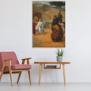 Tableau Degas Alexandre et Bucéphale. Bonne qualité, original, accrochée sur un mur au dessus d'un canapé dans un salon