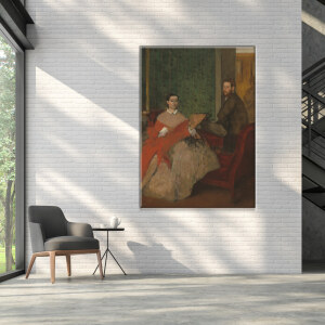 Tableau Degas Edmondo et Thérèse. Bonne qualité, original, accrochée sur un mur au dessus d'un canapé dans un salon