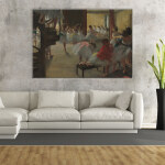 Tableau Degas La Classe de Danse. Bonne qualité, original, accrochée sur un mur au dessus d'un canapé dans un salon
