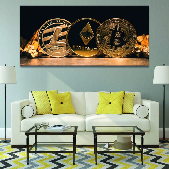 Tableau LTC ETH BTC Tableau Cryptomonnaie Tableaux originaux taille: XXS|XS|S|M|L|XL|XXL