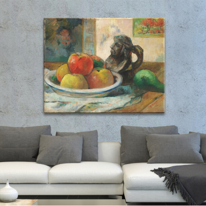 Tableau nature morte avec des pommes, une poire et une cruche à portrait en céramique Tableau Nature Tableau Nature morte taille: XXS|XS|S|M|L|XL|XXL