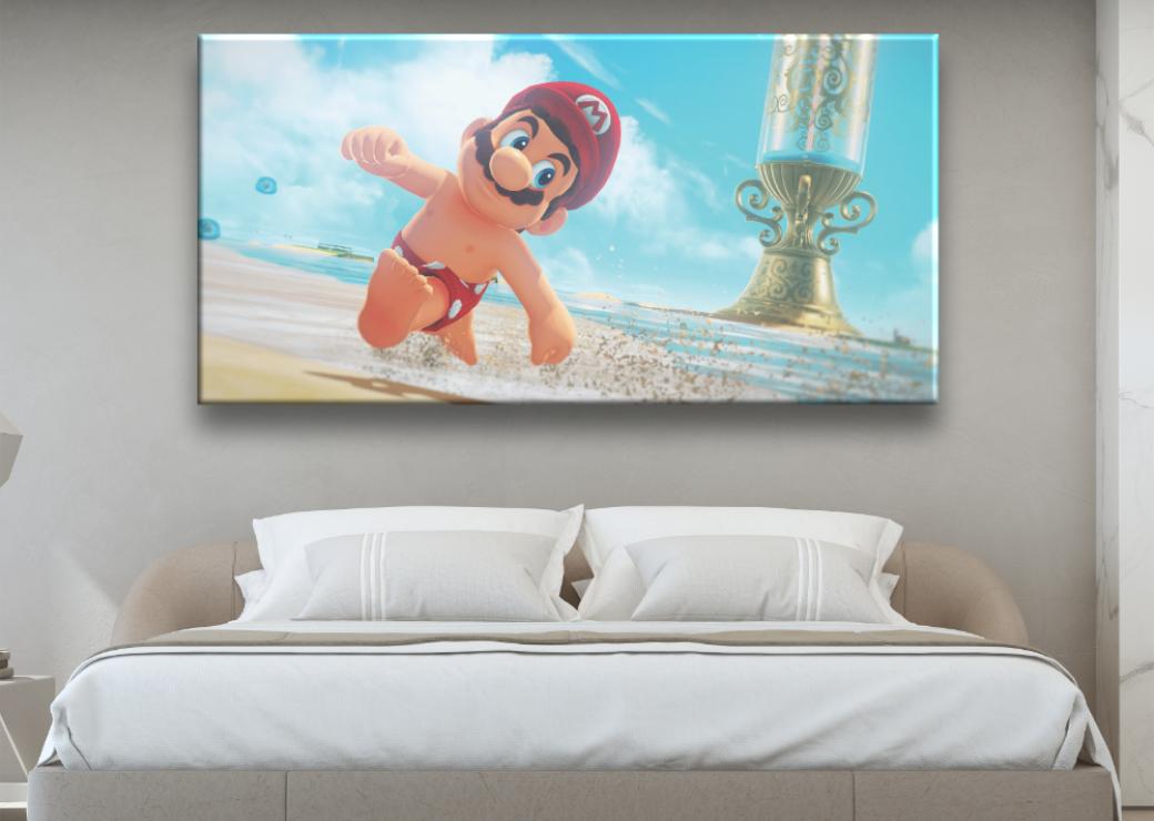 Tableau Super Mario a la plage Tableaux originaux Tableau Geek Tableau Super Mario taille: XXS|XS|S|M|L|XL|XXL