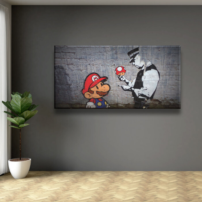 Tableau Super Mario avec policier Tableaux originaux Tableau Geek Tableau Super Mario taille: XXS|XS|S|M|L|XL|XXL