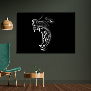 Tableau Loup dessin noir et blanc Tableau Loup Tableau Animaux format: Horizontal