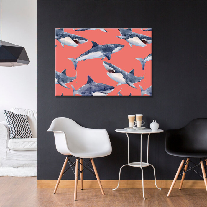 Tableau Requins aquarelle Tableau Requin Tableau Animaux format: Horizontal