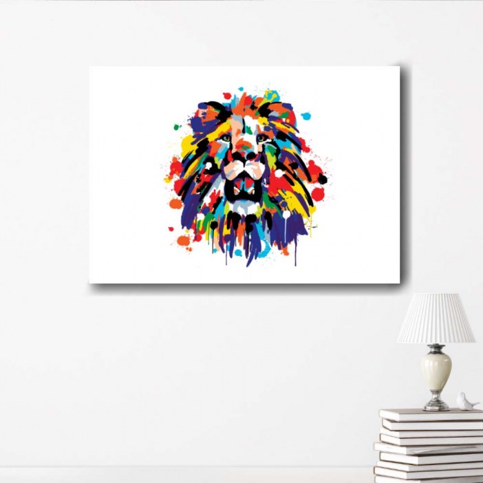 Tableau lion pop art coloré