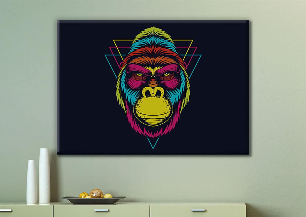 Tableau gorille multicolore Tableau Animaux Tableau Singe format: Horizontal