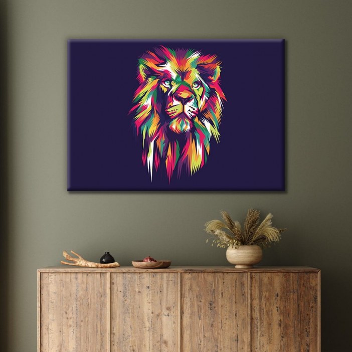 Tableau lion pop art moderne Tableau Animaux Tableau Lion Tableau Pop Art format: Horizontal