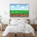 Tableau minecraft jardin avec nuages Tableau Pop Art Tableau Geek Tableau Minecraft taille: XS|S|M|L|XL|XXL