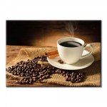 Tableau pause café grains de café sur toile de jute Tableau Cuisine Tableaux originaux format: Horizontal