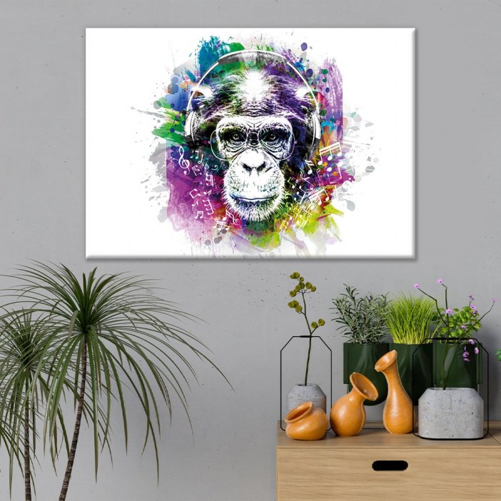 Tableau singe street art musique Tableau Singe Tableau Animaux Tableau Street Art format: Horizontal