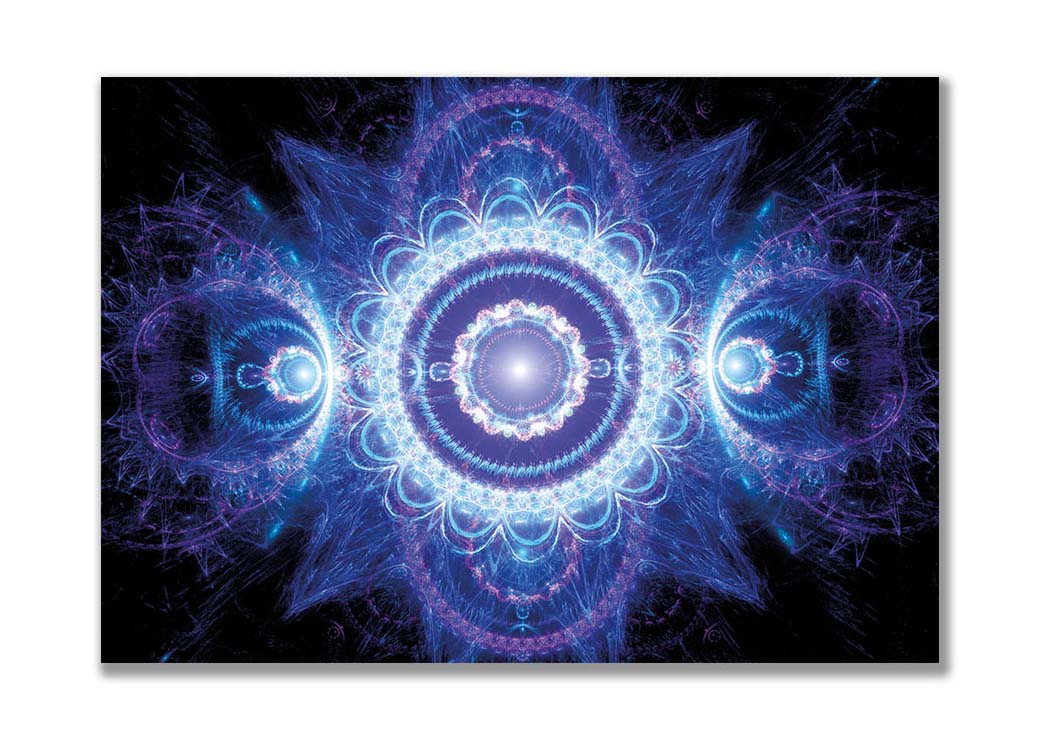 Tableau Mandala incandescent bleu et violet Tableau Mandala Tableau Zen format: Horizontal