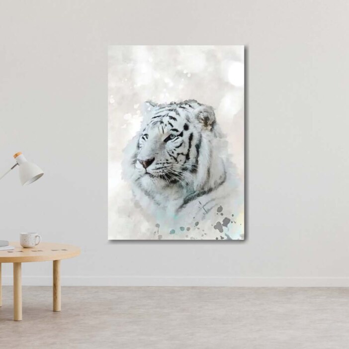 Tableau d'une Peinture d'un tigre blanc