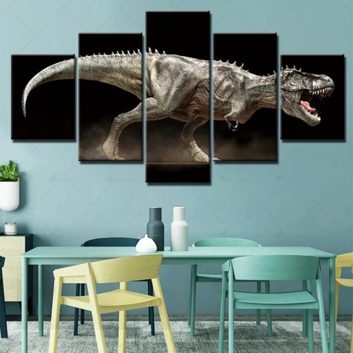 Tableau dinosaure t-rex dans la nuit