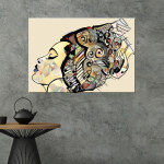 Tableau femme africaine abstraite de profil. Bonne qualité, original accrochée sur le mur dans une maison
