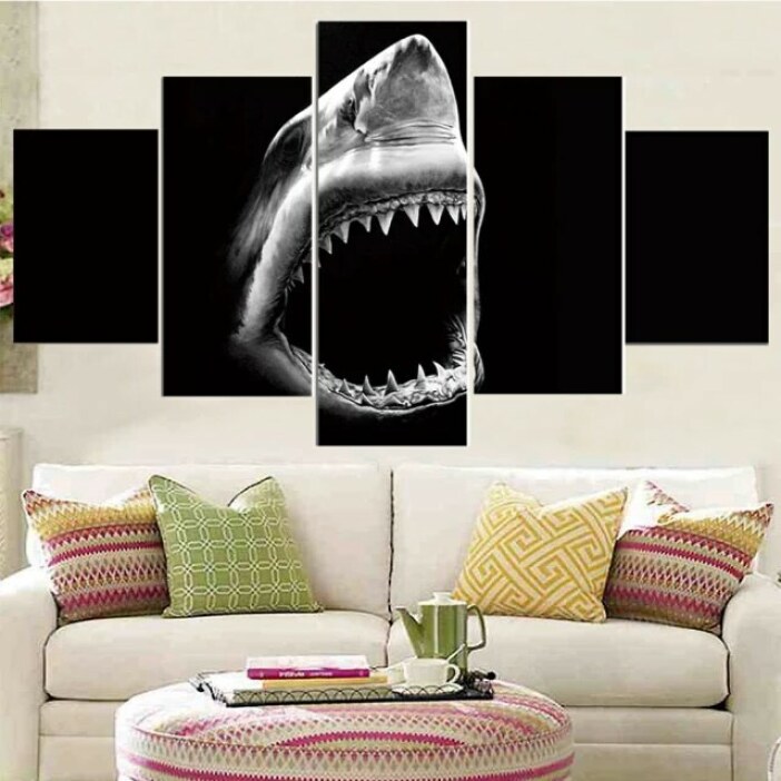 Tableau requin bouche ouverte effrayante