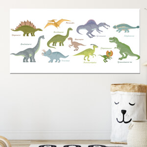 Tableau dinosaures pour enfant. Bonne qualité, original, accrochée sur un mur dans une maison