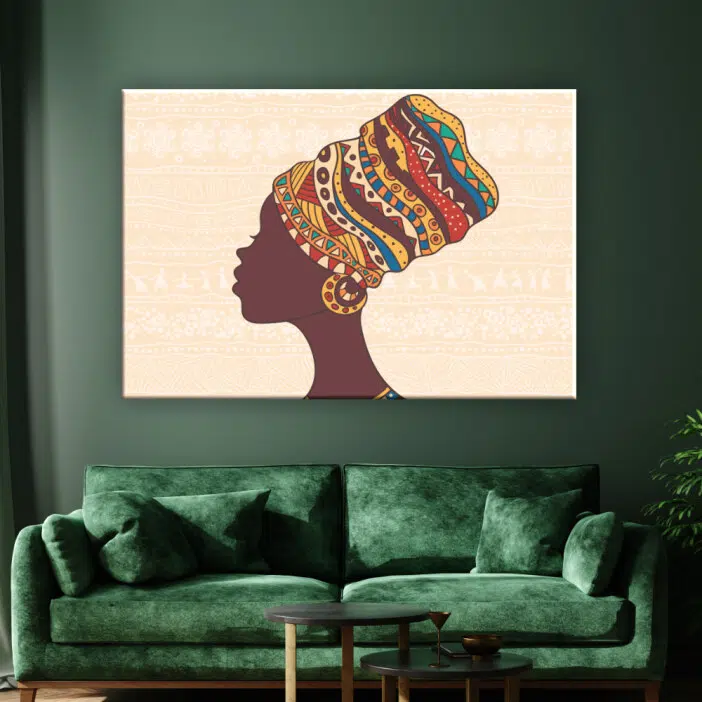Tableau africain femme avec motifs traditionnels