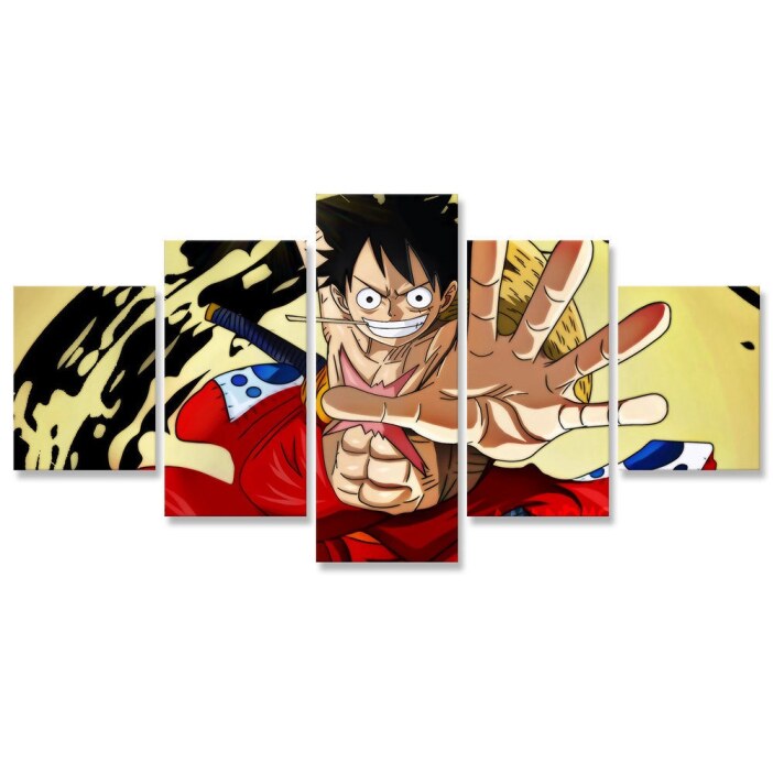 Tableau 5 pièces One Piece main tendue sur fond blanc.