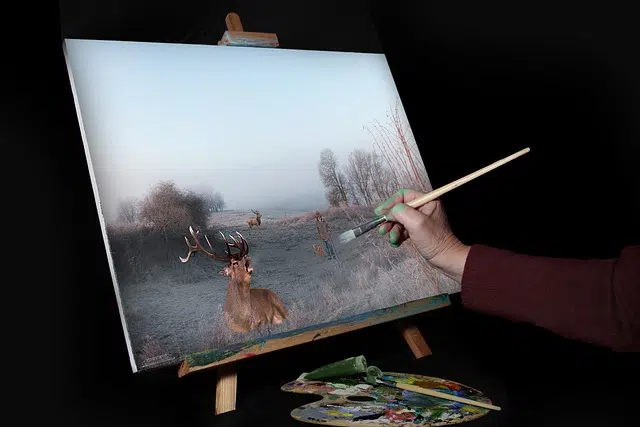 Peinture représentant un cerf